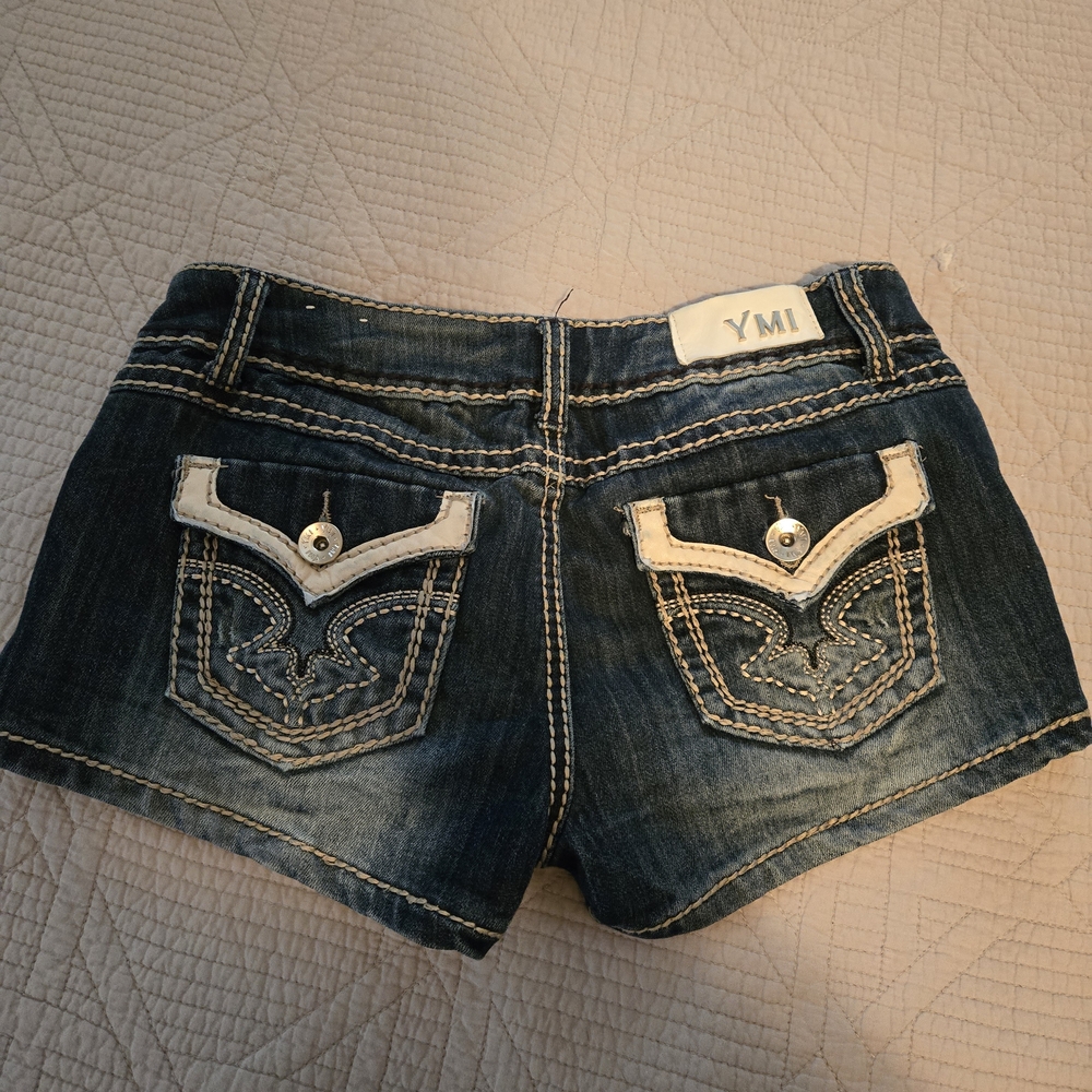 YMI Denim Shorts with Embroidered Pockets